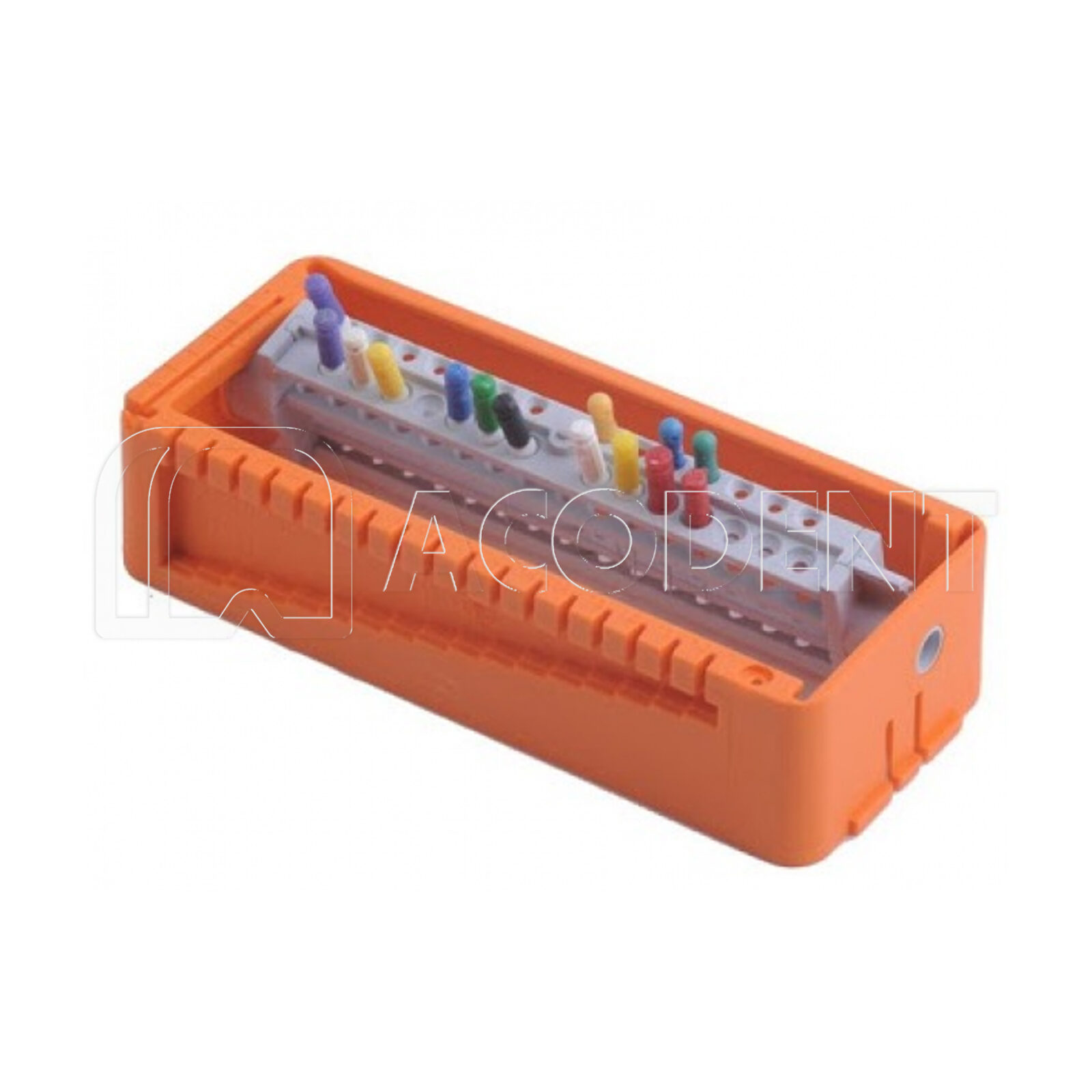 ستند فایل و فرز دایرکتا استند فایل و فرز PractiPal Bur/Endo Stand جعبه نگهدارنده سبز رنگ مته‌های میکرو با محفظه خاکستری سوراخ‌دار برای سازماندهی ابزارهای دقیق